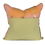 backside. top half same print as front. green linen on bottom half. 