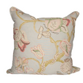 Muted Blue Pillow with florals and vines 