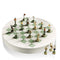 Image of white and green checker set with hand painted golfers and golf tokens