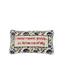 cream background with purple floral design around perimeter. With the saying in red font "I never repeat gossip, so listen carefully" in the center