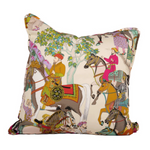 Cream Pillow with tree and Asian men on horses