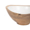 wooden bowl with white enamel interior detail