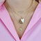 Small Paperclip Chain Necklace with white diamond heart chain on model