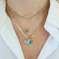 Model Wearing Diamond Wrapped Gem Necklace in Turquoise