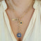 Round Diamond Connector on lariat chain with blue compass charm