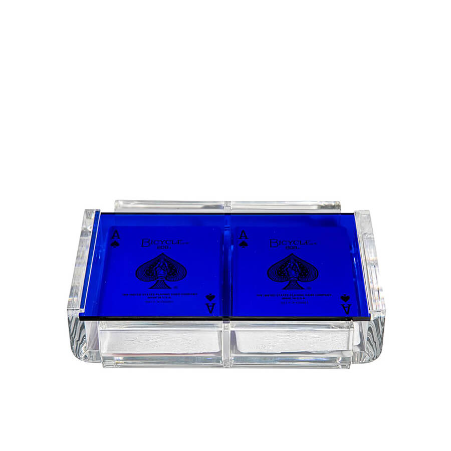 Playing Cards in Acrylic Box in Blue