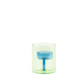 green glass exterior with blue glass interior tea candle holder