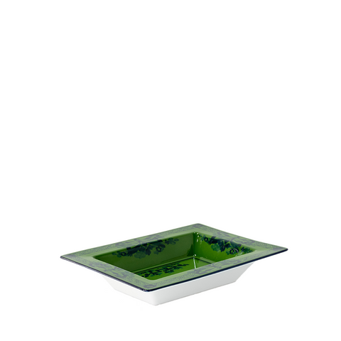 rectangular malachite catch all tray angled side view