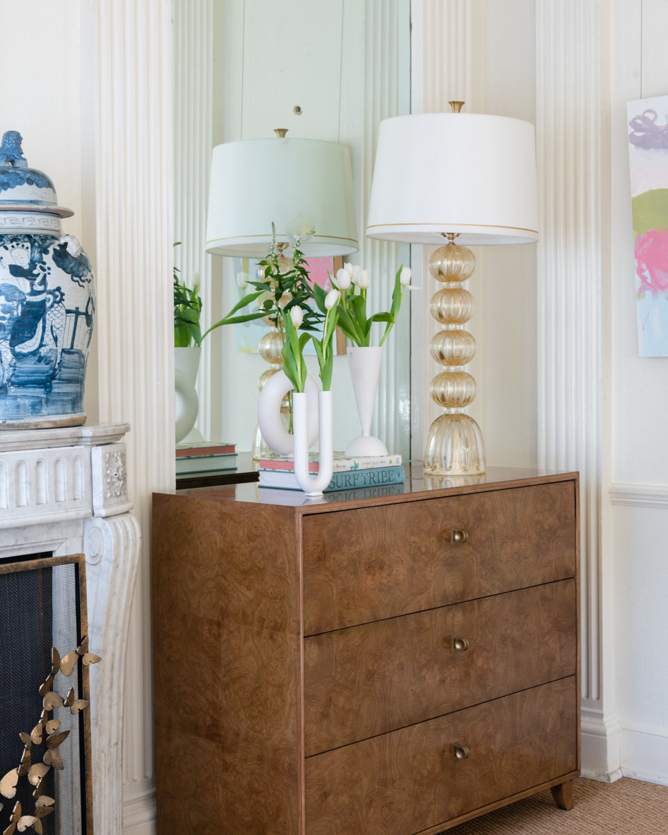 Luxe Burl Chest in living room