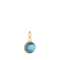 Blue center stone with yellow gold moon with blue topaz on the side