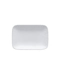 12 inch white rectangle serving platter with pearlised edge