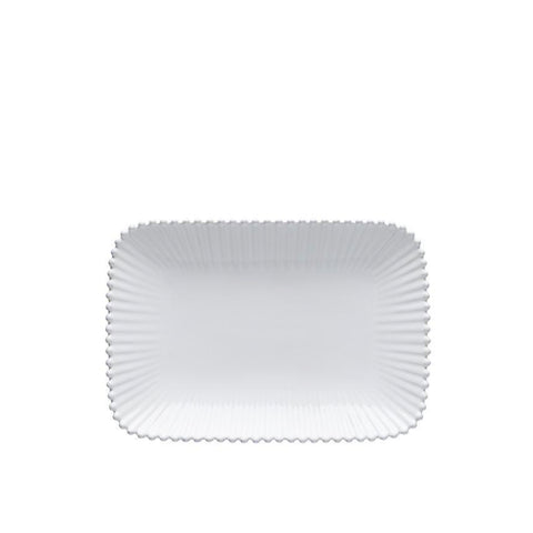 12 inch white rectangle serving platter with pearlised edge