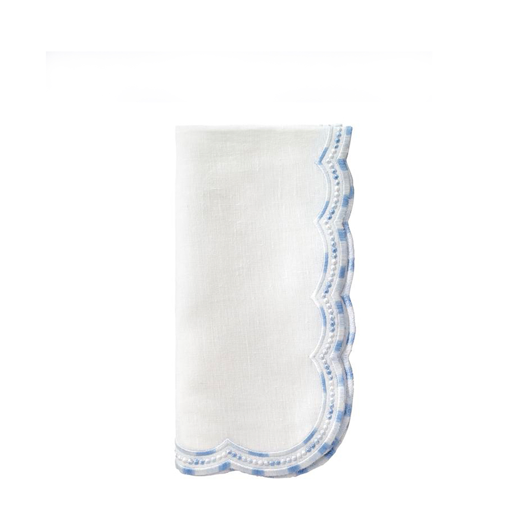 Ombre Embroidered Scalloped Napkins, Blue