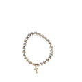 grey freshwater pearl bracelet with yellow gold and diamond charm