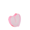 pink acrylic heart vase at an angle