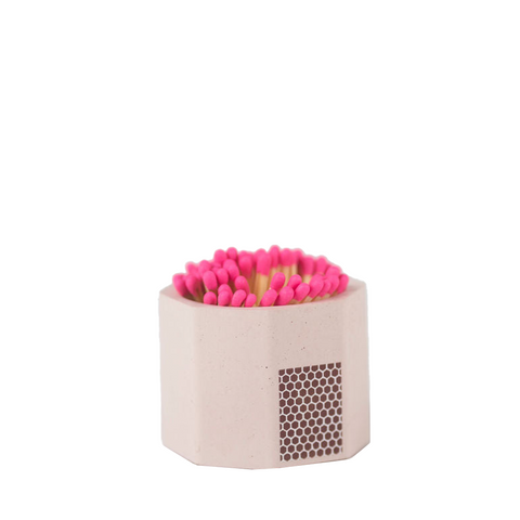 pink match holder with matches