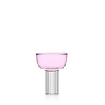 pink and clear glass champagne coupe 