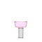 pink and clear glass champagne coupe 