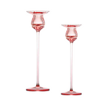 medium and large pink tulip candlestick holder together