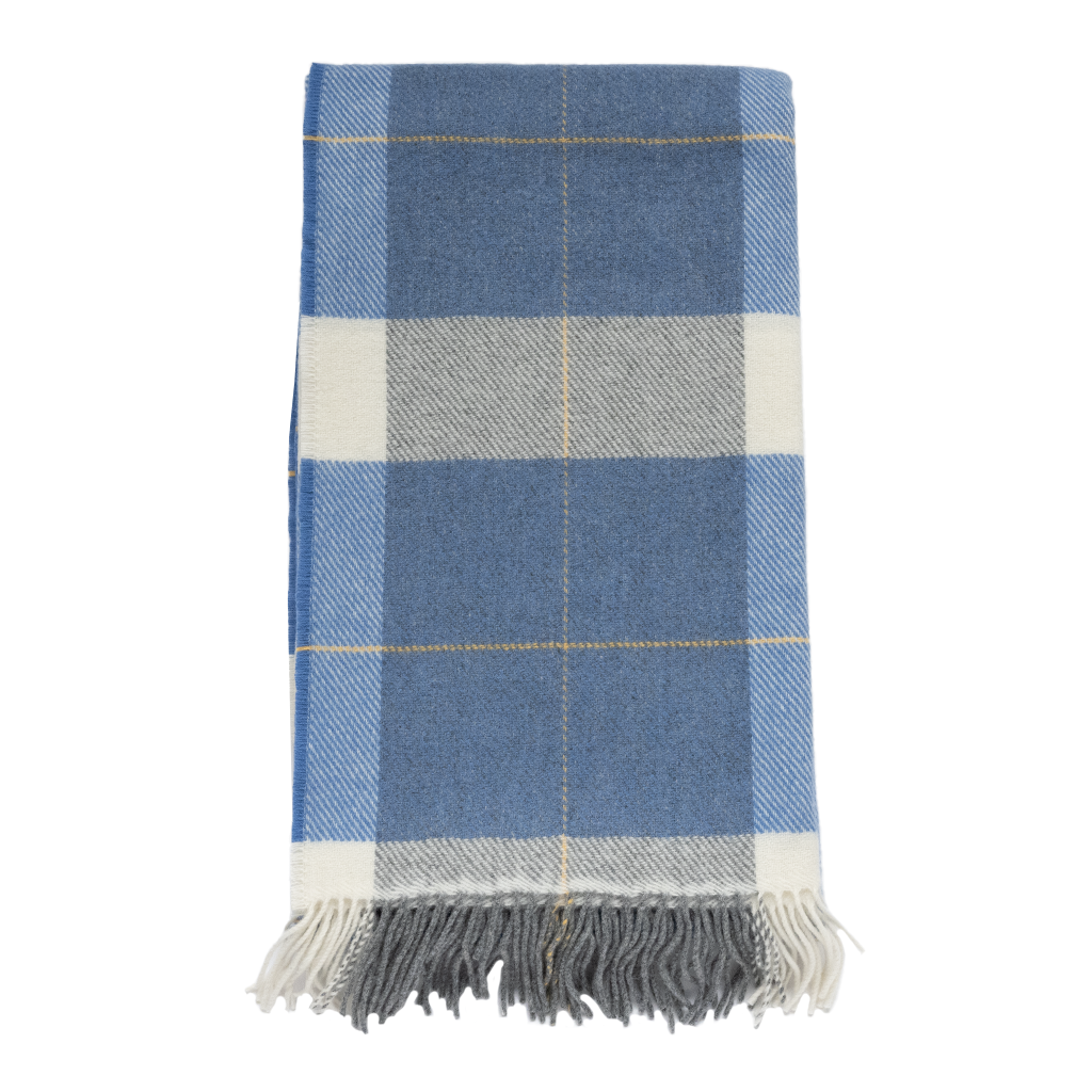 Blue and white online plaid blanket