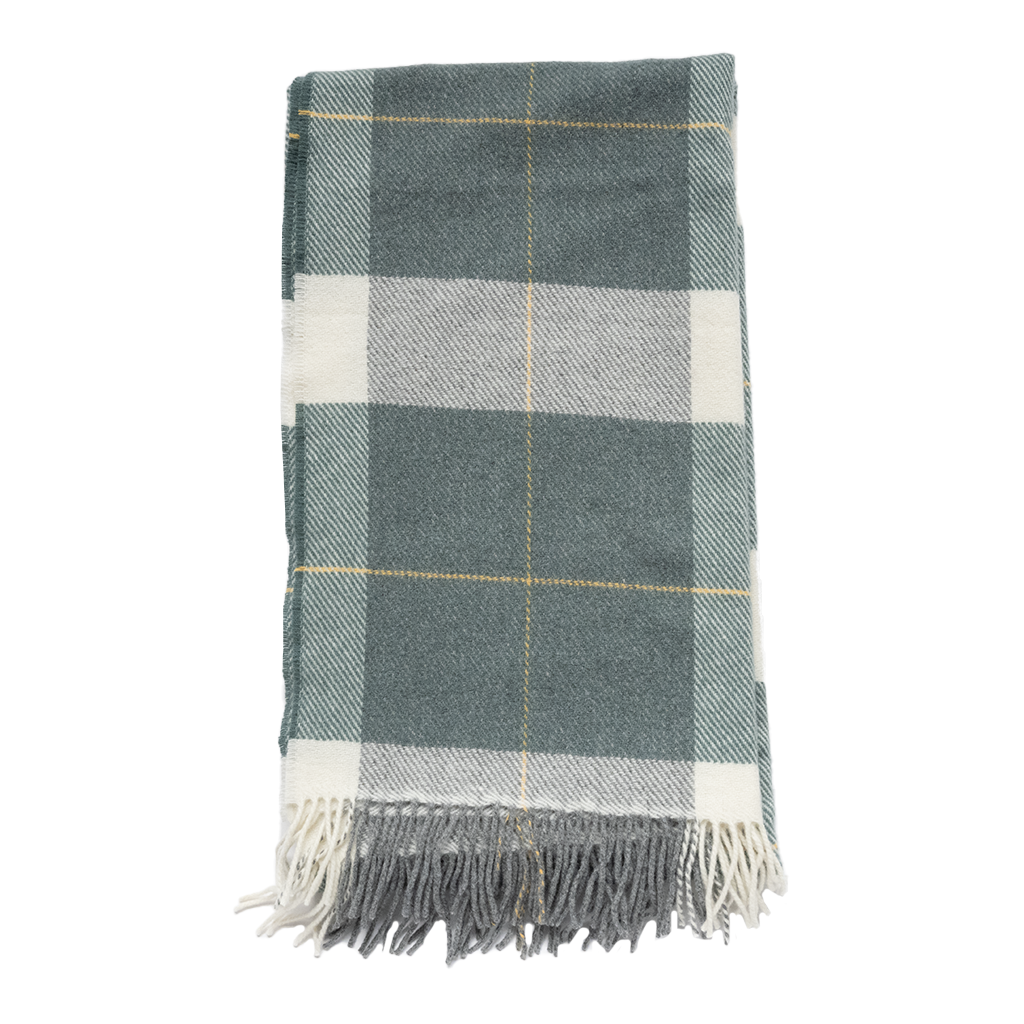 green plaid throw