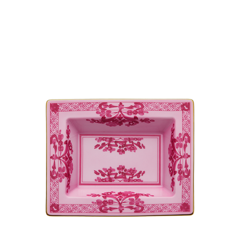 rectangular Porpora catch all tray. pink with darker pink designs