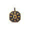 golden squared charm with royal blue gems and diamonds designed