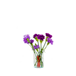 small berry blues vase upside down with flowers