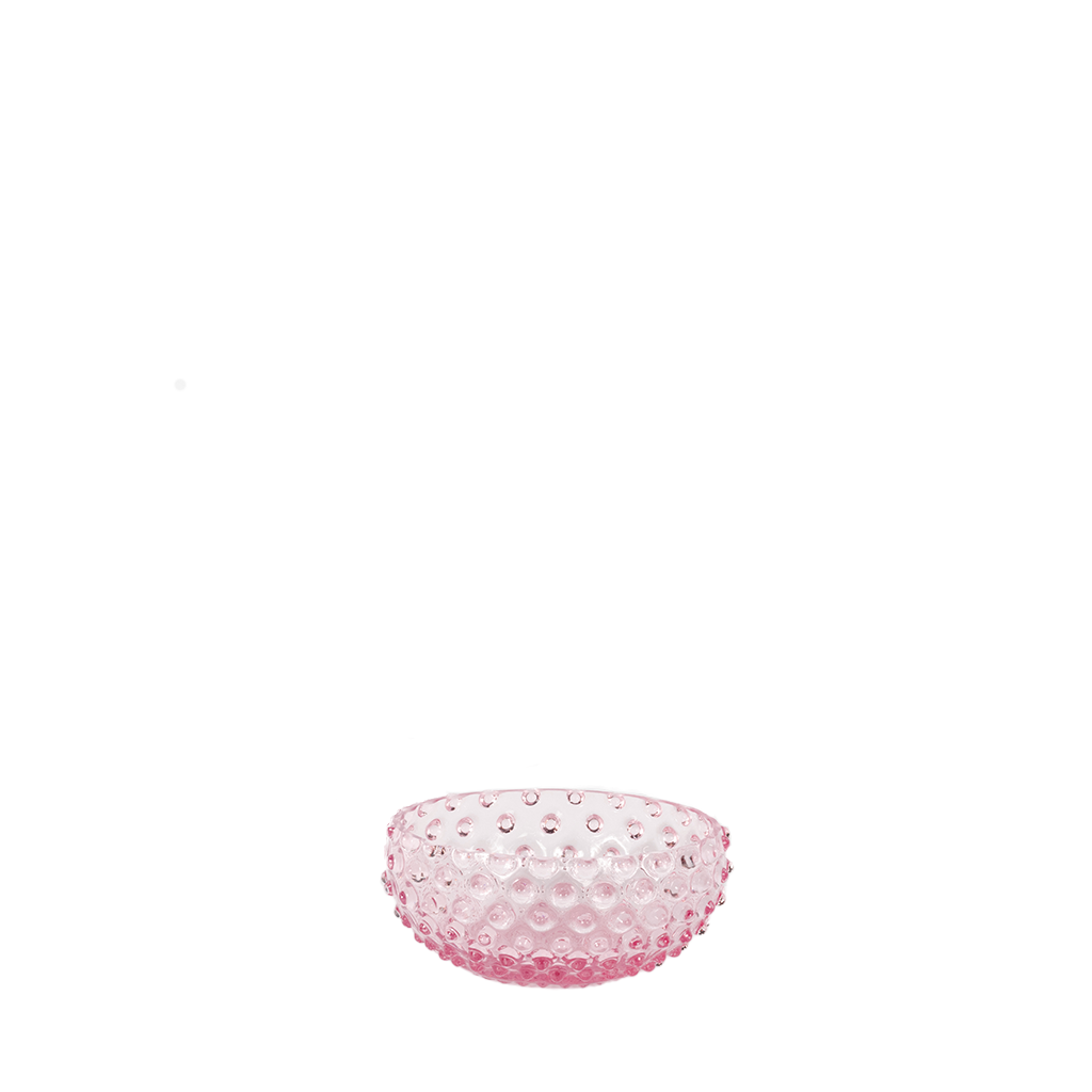 pink glass hobnail bowl