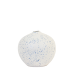 Rounded short vase with blue splatter