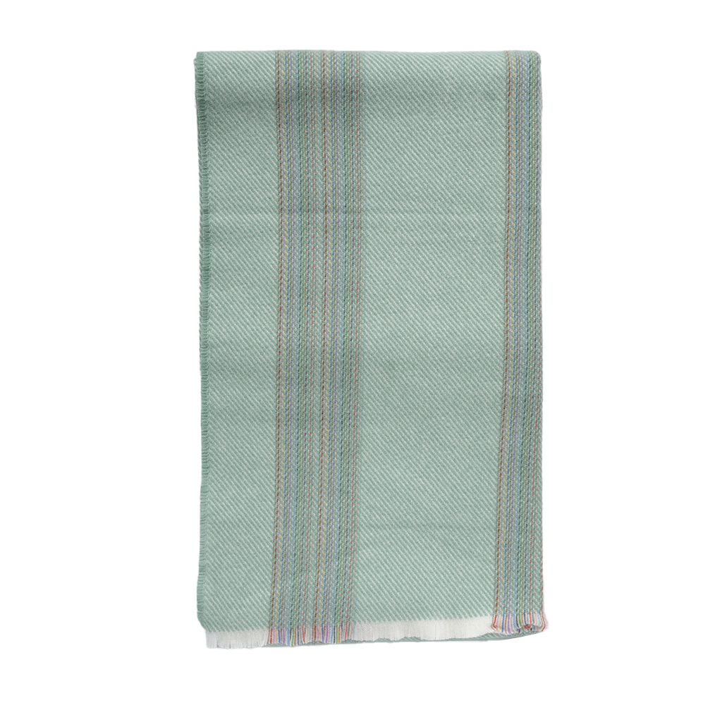 light green striped throw