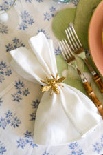 Estate Bee Napkin Ring on napkin on tablecloth