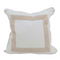Ivory pillow with taupe brown tape perimeter