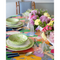 green wicker dinner plate styled