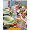 clouded and colorful tablecloth styled