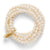 multiple strand pearl bracelet with gold tie holding it together
