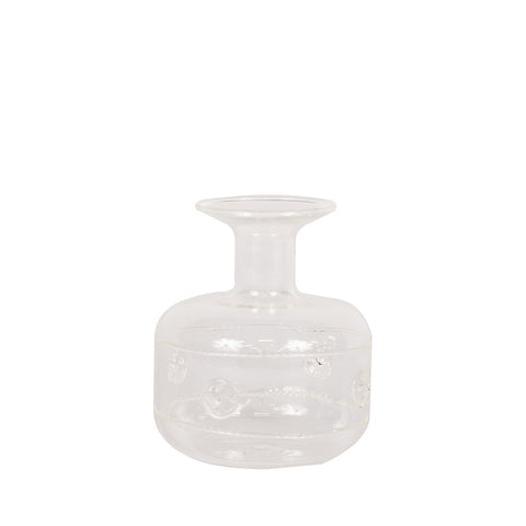 Clear Short Glass Bud Vase with lines & dots