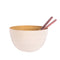 Bamboo Large Serving Bowl, White, with serving spoons inside