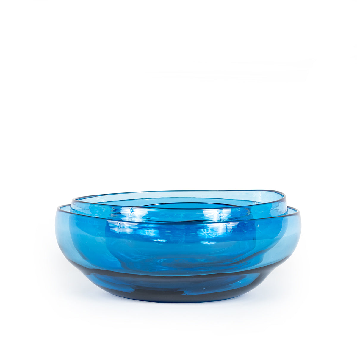 Azure Glass Large Stacking Bowl with medium and small stacking bowl inside