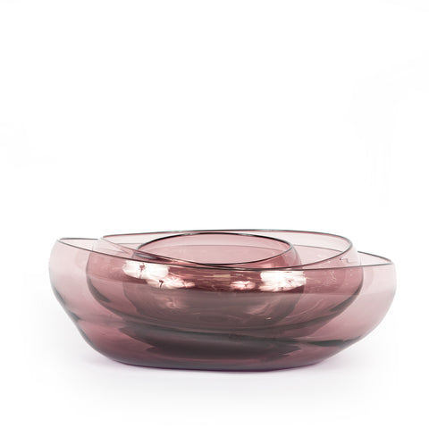 Mulberry Glass Medium Stacking Bowl with various bowls inside