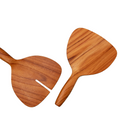 wooden serve set with wide area with narrow handles