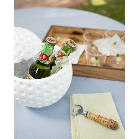 Woven Bottle Opener styled with White Golf Ice Bucket 